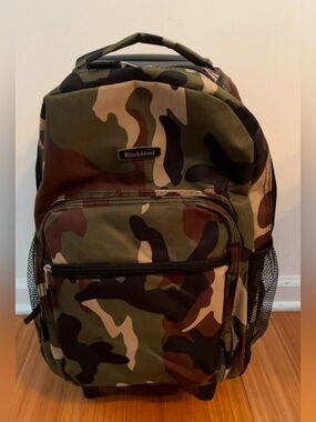 Rockland Camo Rolling Backpack Wheeled Travel School Bag